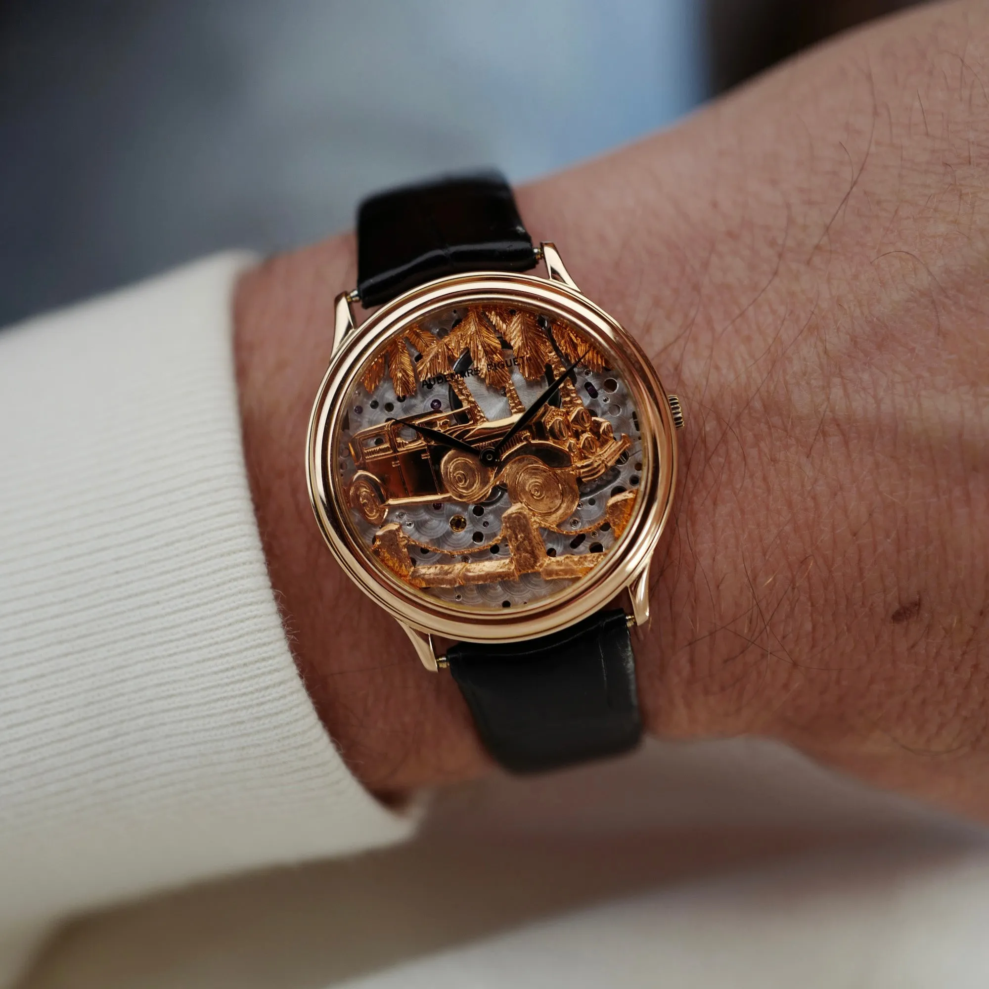 Audemars Piguet Rose Gold Rolls Royce Phantom Skeleton Dial Watch Ref. 14677