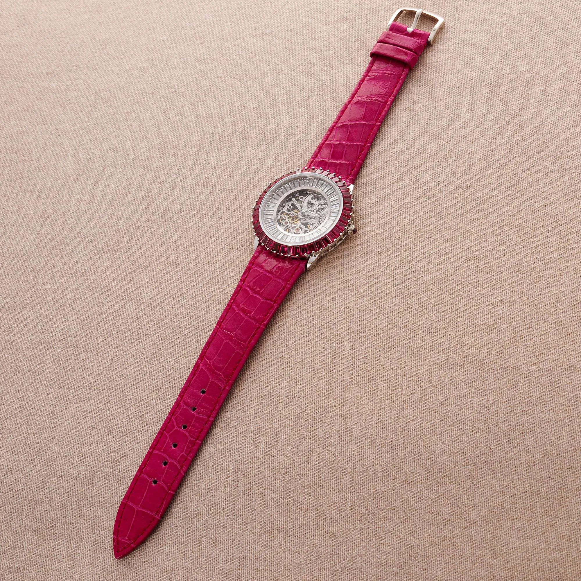 Audemars Piguet White Gold Ruby & Diamond Skeleton Watch