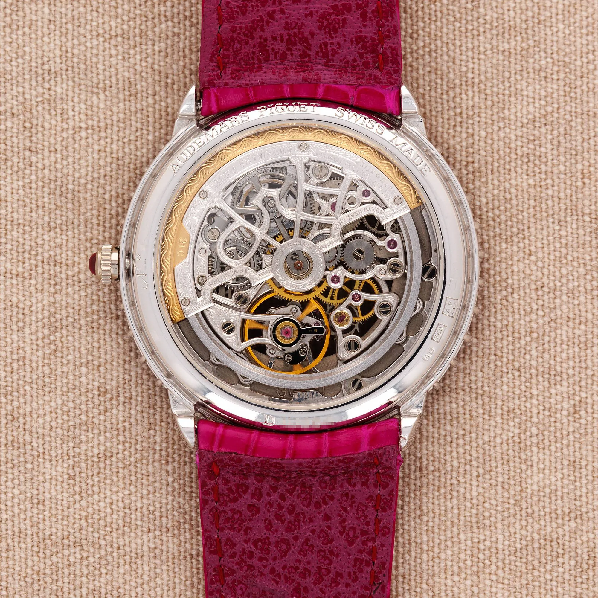 Audemars Piguet White Gold Ruby & Diamond Skeleton Watch