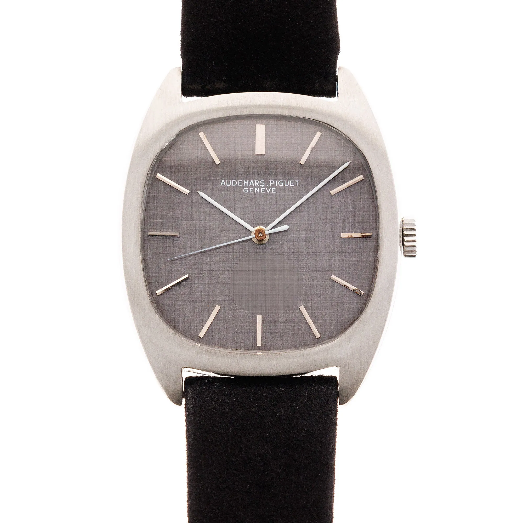 Audemars Piguet White Gold Tonneau Watch Ref. 5369 with Rare Linen Dial