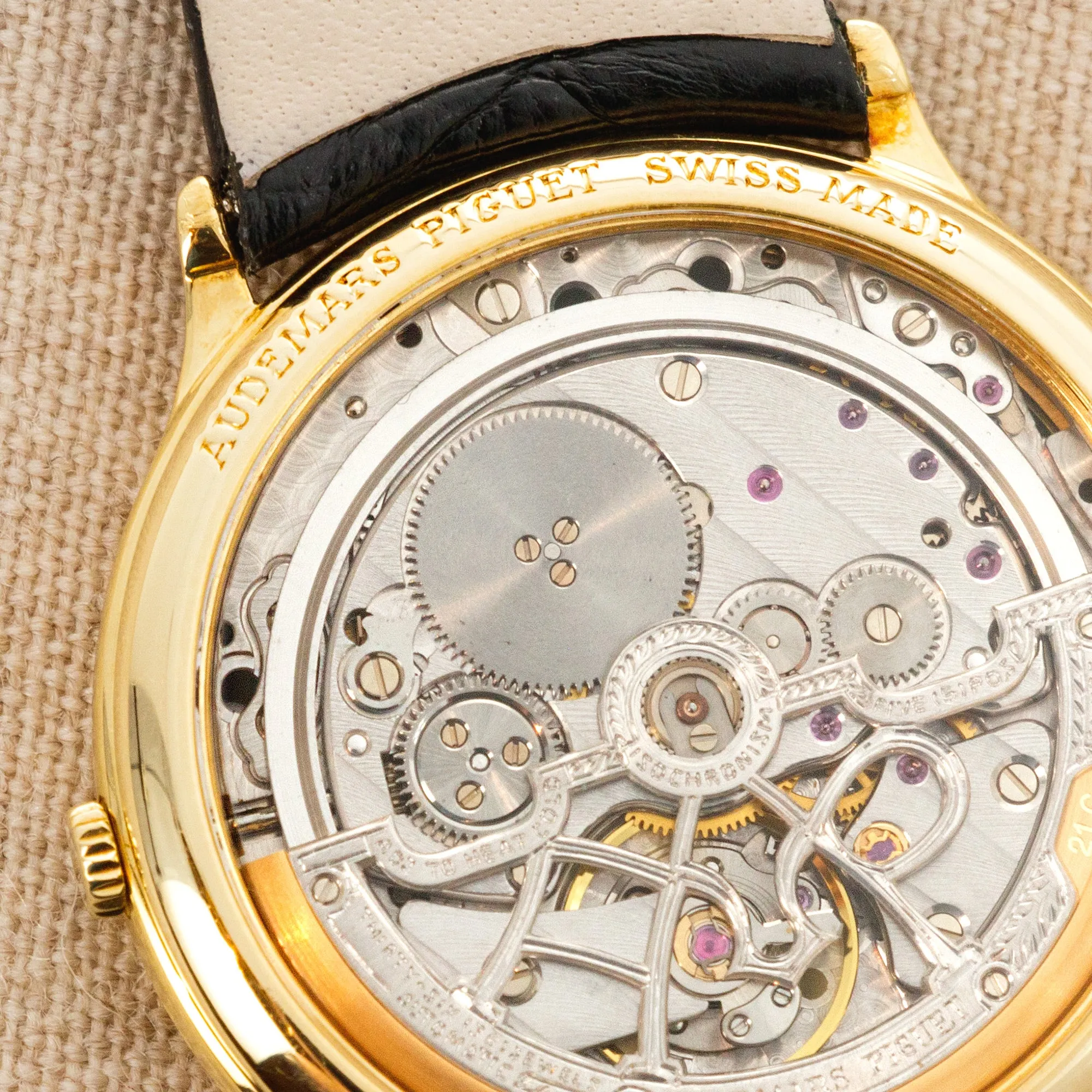 Audemars Piguet Yellow Gold Watch Ref. 14677 with Skeletonized Le Mans Ferrari Dial