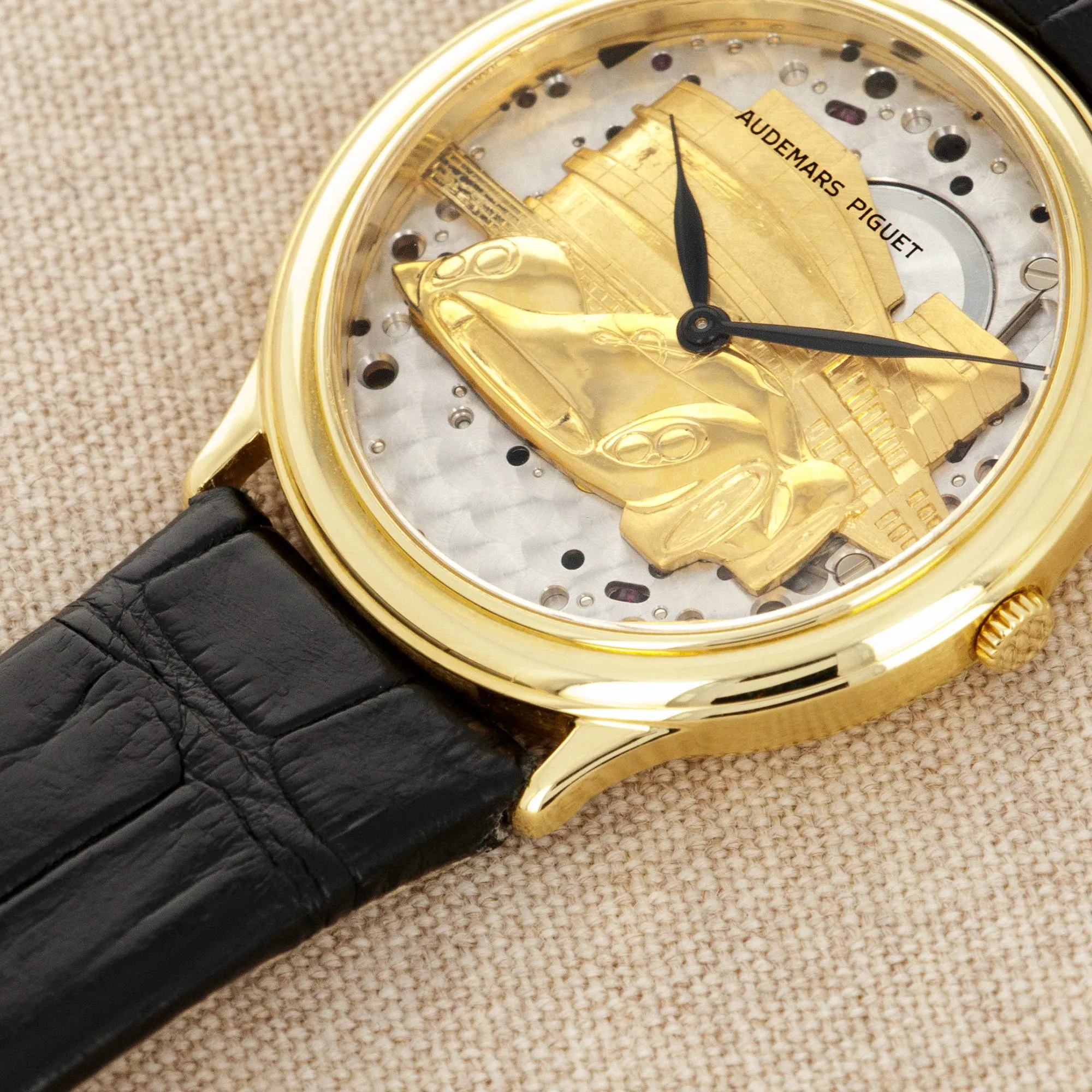 Audemars Piguet Yellow Gold Watch Ref. 14677 with Skeletonized Le Mans Ferrari Dial