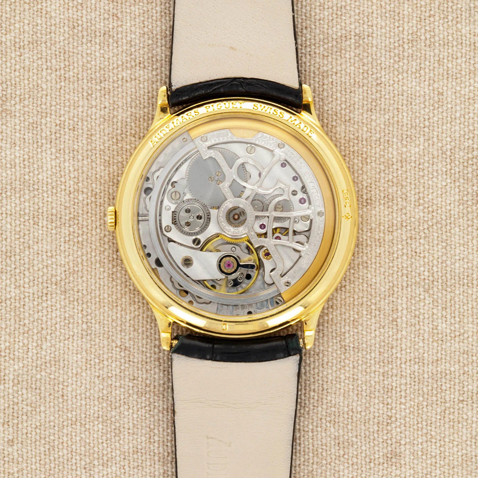 Audemars Piguet Yellow Gold Watch Ref. 14677 with Skeletonized Le Mans Ferrari Dial
