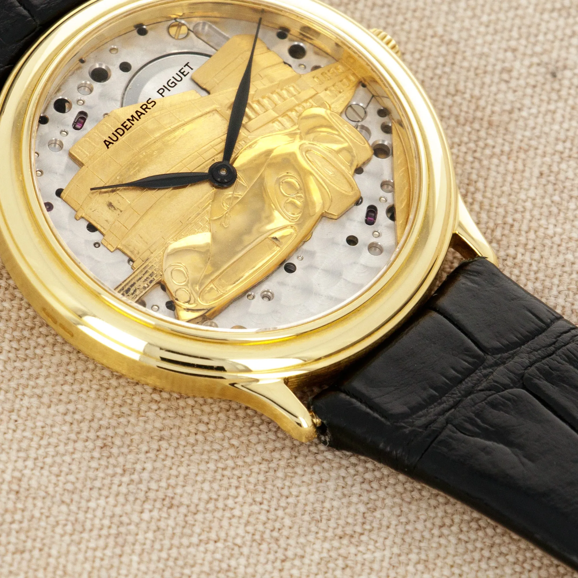 Audemars Piguet Yellow Gold Watch Ref. 14677 with Skeletonized Le Mans Ferrari Dial