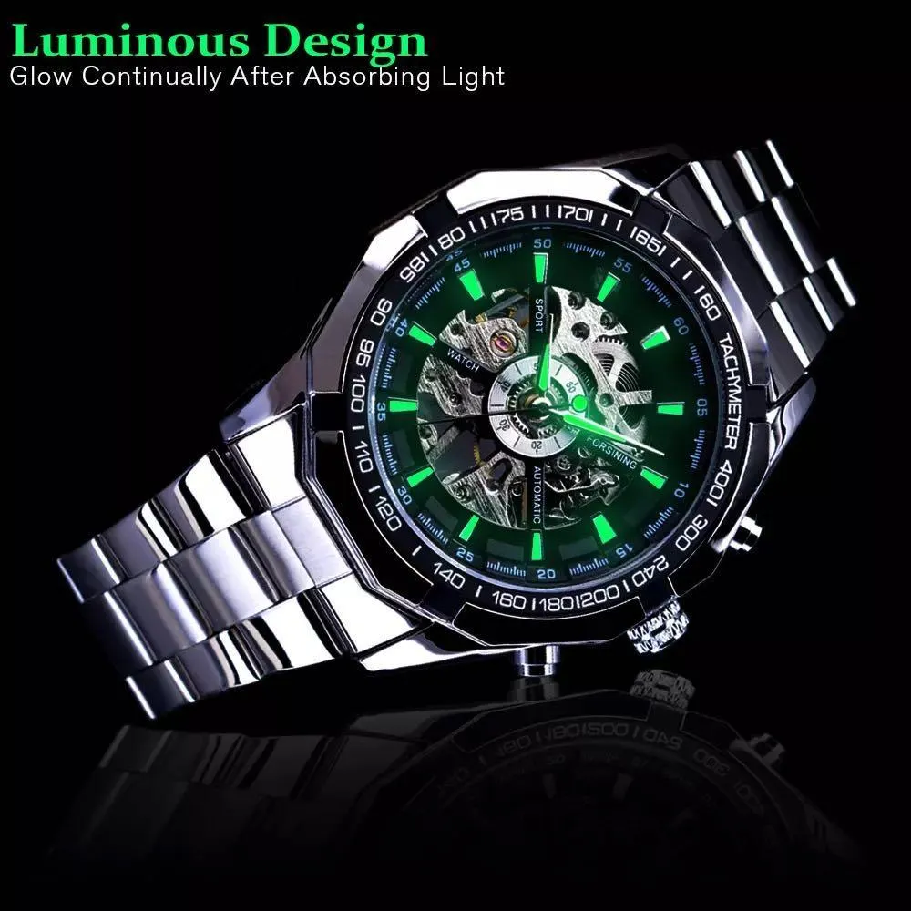 Automatic Skeleton Watch Golden X Dial Business Watches