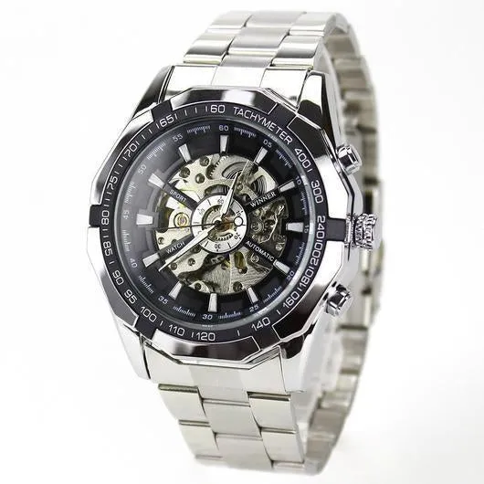 Automatic Skeleton Watch Golden X Dial Business Watches