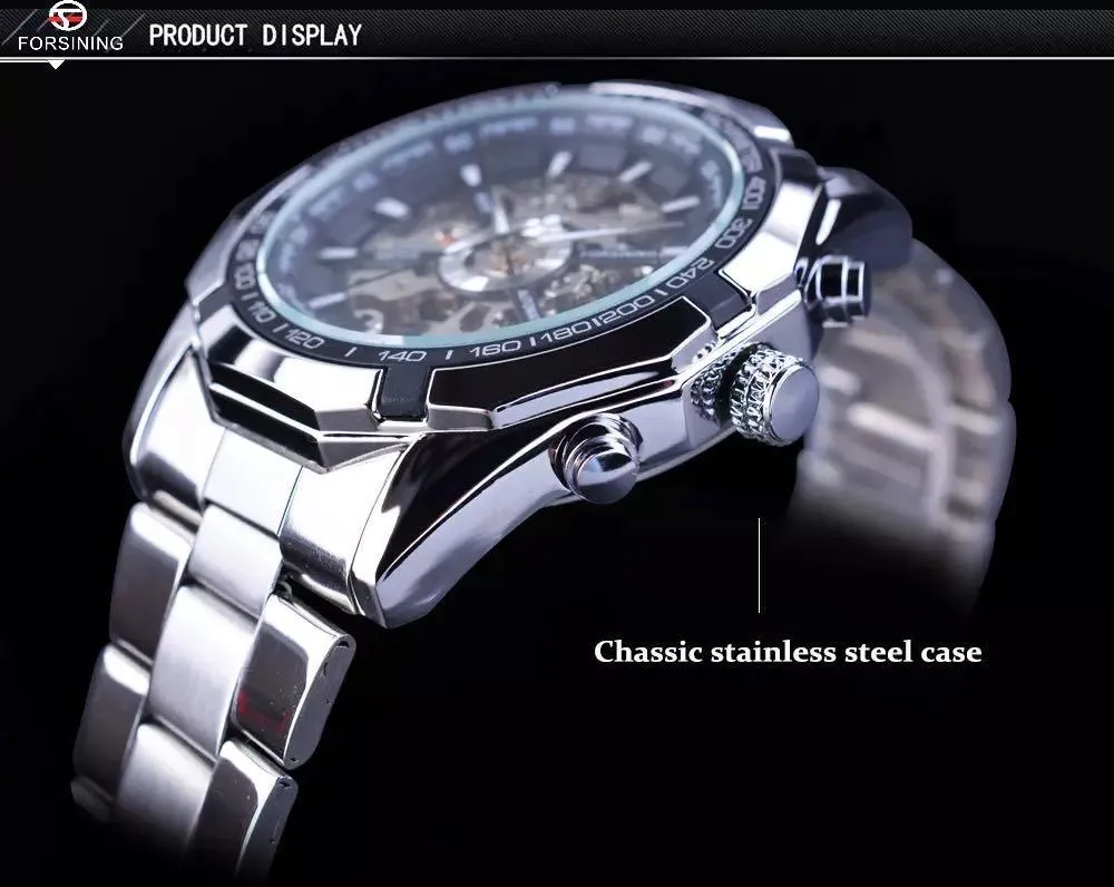 Automatic Skeleton Watch Golden X Dial Business Watches