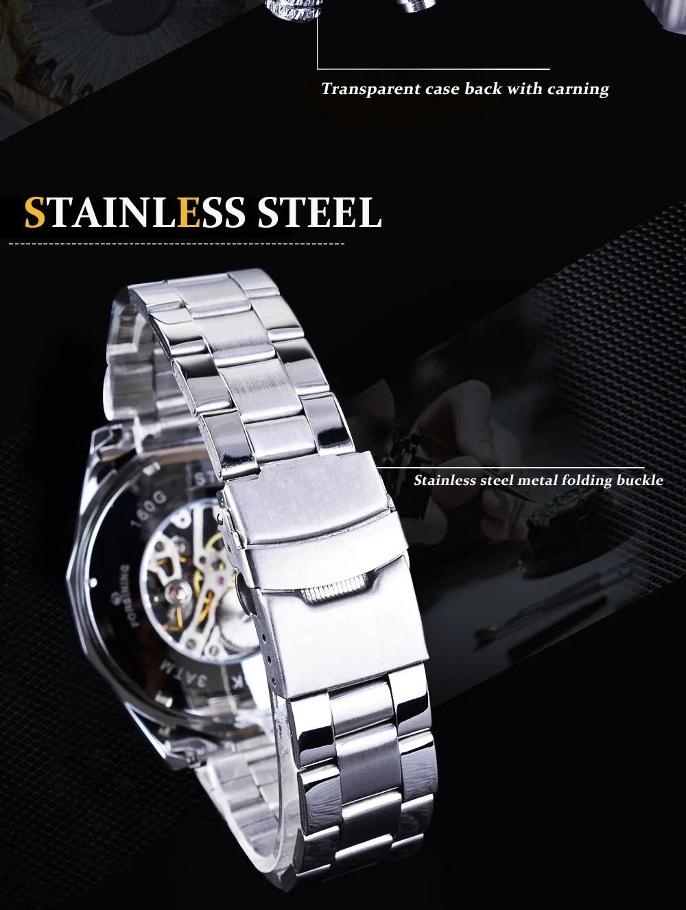 Automatic Skeleton Watch Golden X Dial Business Watches