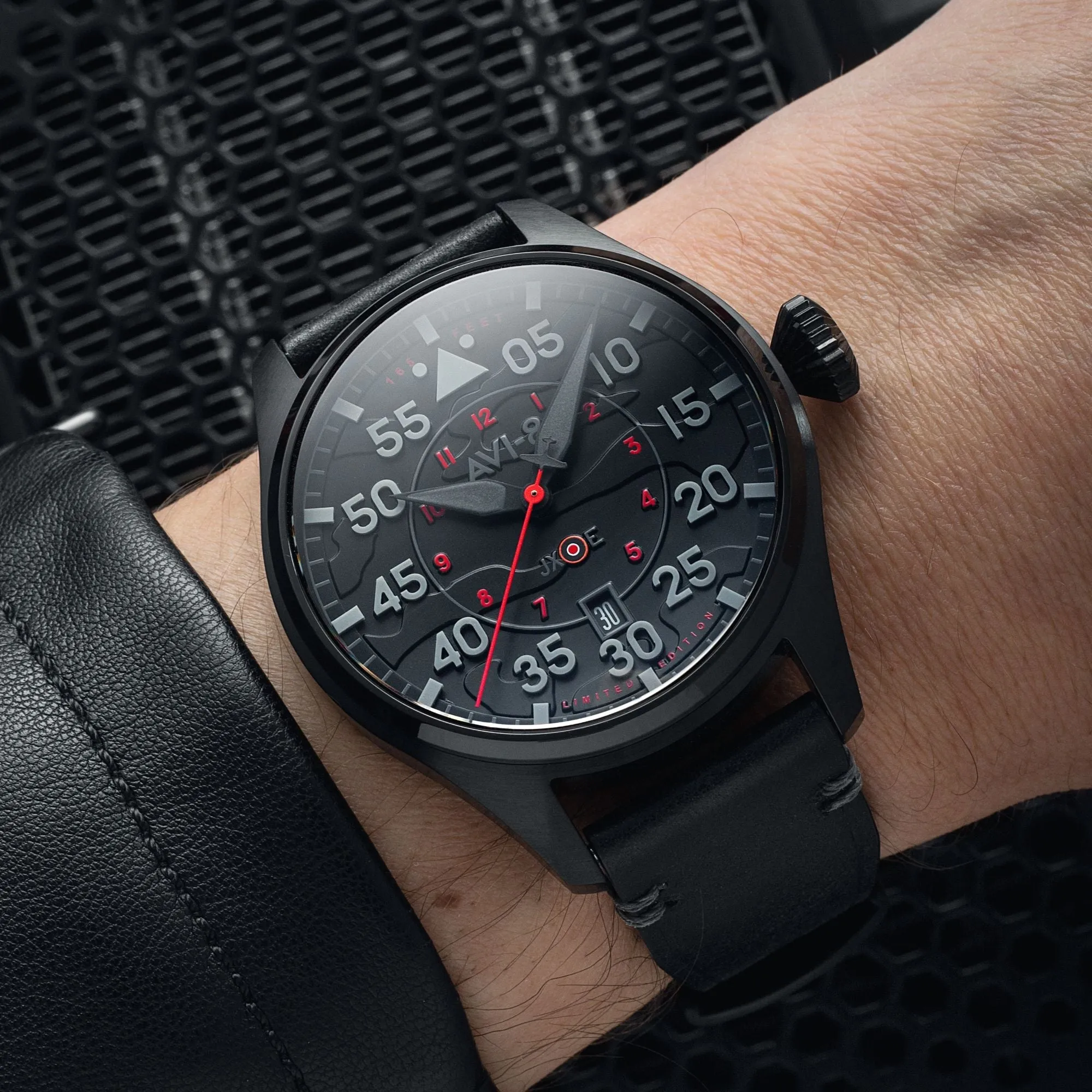 AVI-8 Hawker Hurricane Clowes Automatic Night Reaper Limited Edition Night Shadow Men's Watch AV-4097-05