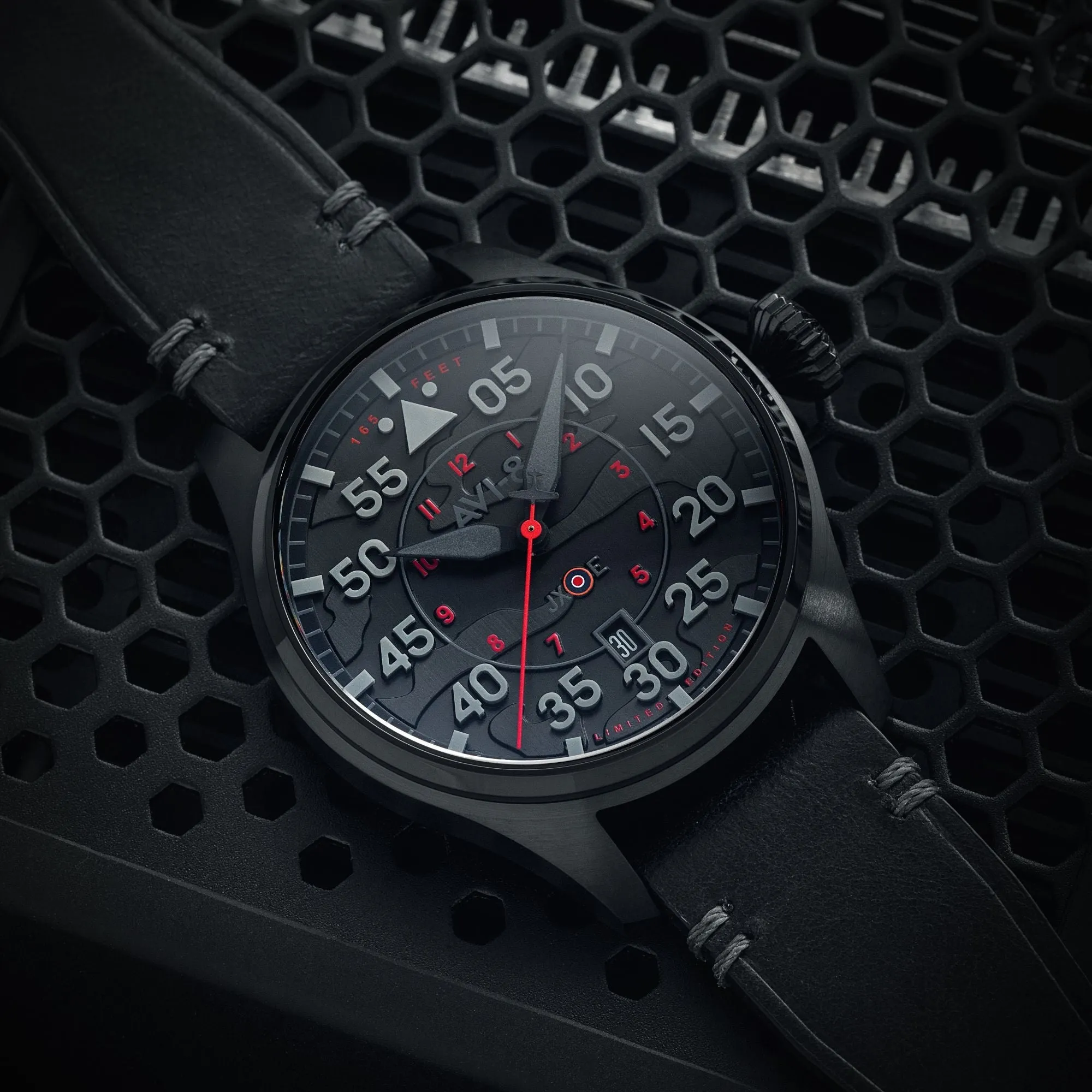 AVI-8 Hawker Hurricane Clowes Automatic Night Reaper Limited Edition Night Shadow Men's Watch AV-4097-05