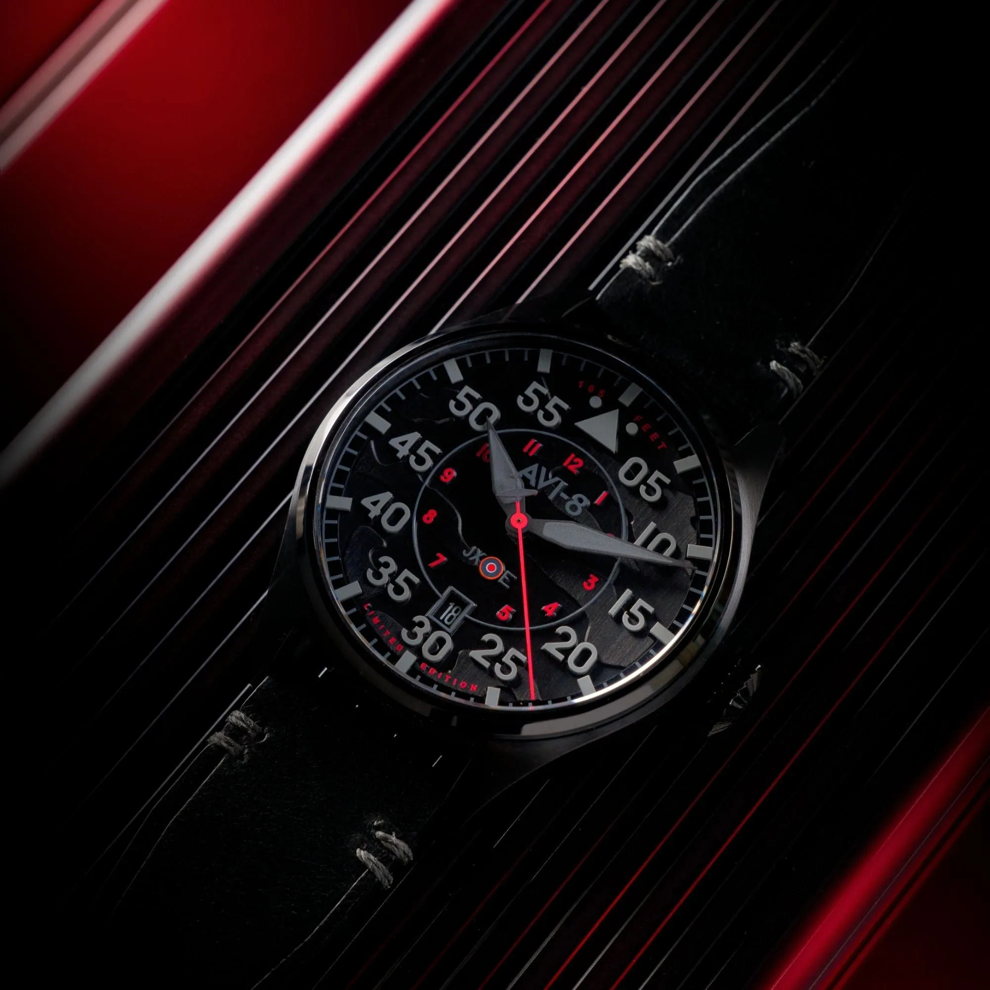 AVI-8 Hawker Hurricane Clowes Automatic Night Reaper Limited Edition Night Shadow Men's Watch AV-4097-05