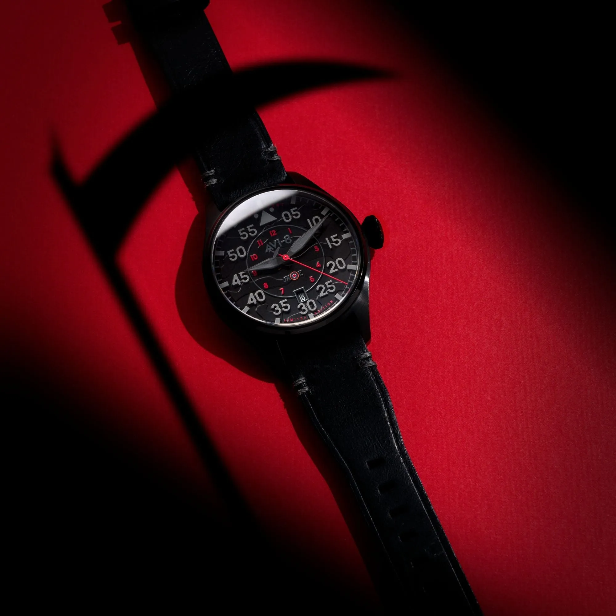 AVI-8 Hawker Hurricane Clowes Automatic Night Reaper Limited Edition Night Shadow Men's Watch AV-4097-05