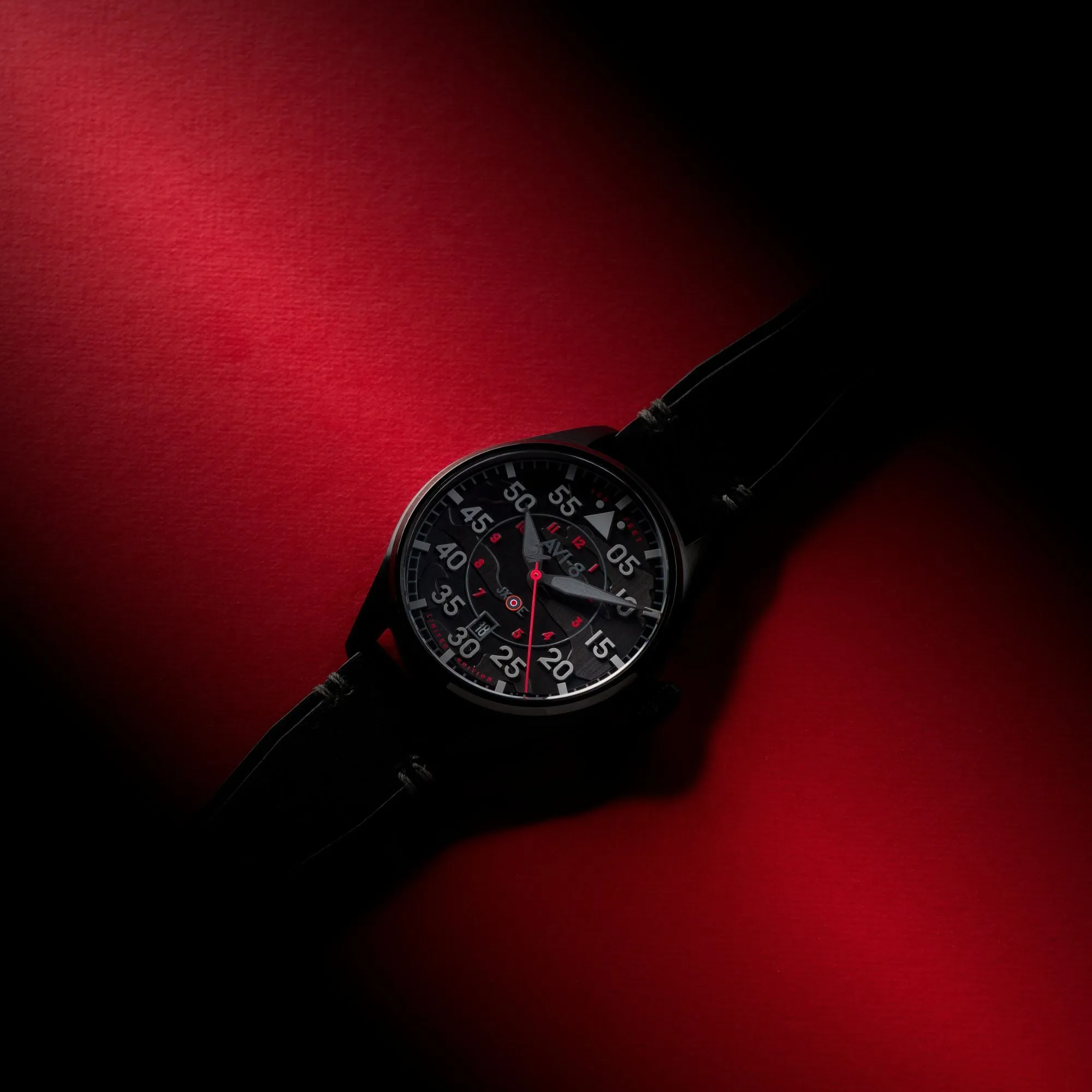 AVI-8 Hawker Hurricane Clowes Automatic Night Reaper Limited Edition Night Shadow Men's Watch AV-4097-05