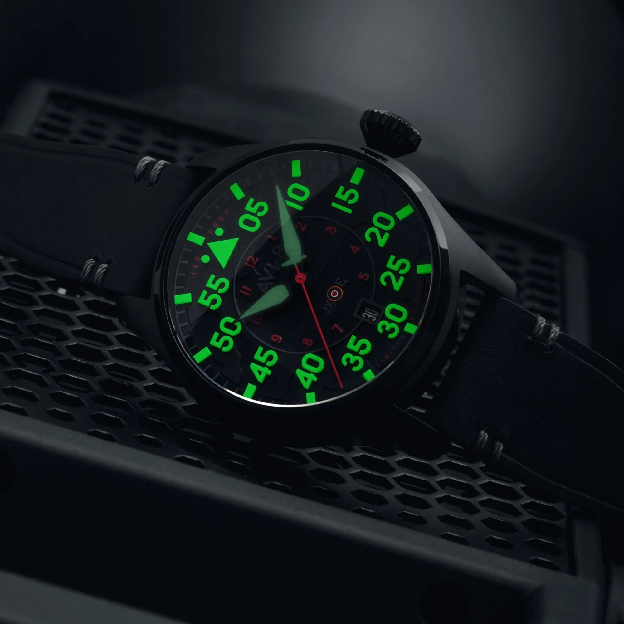 AVI-8 Hawker Hurricane Clowes Automatic Night Reaper Limited Edition Night Shadow Men's Watch AV-4097-05