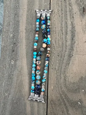 Blue Ocean Jasper Beaded Stretch Smart Watch Band