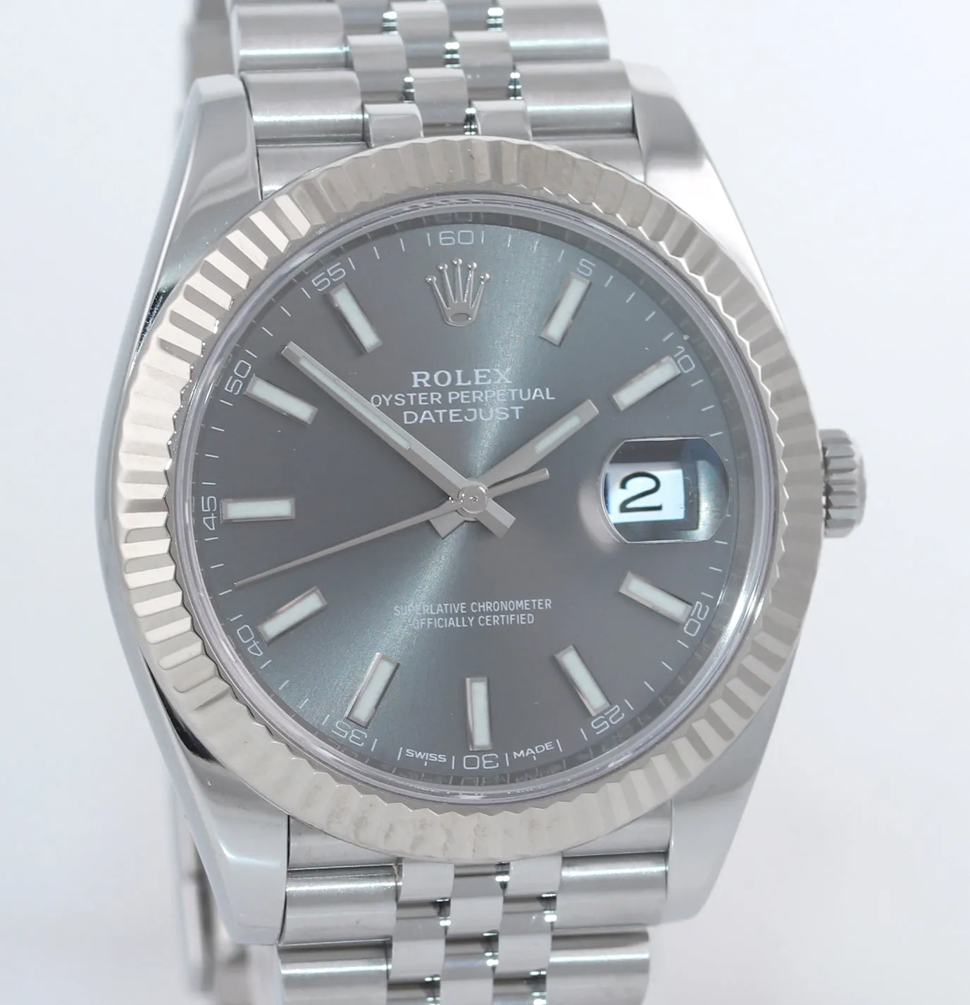 BOX PAPERS Rolex DateJust 41 Dark Rhodium 126334 Steel 18K Gold Jubilee Watch
