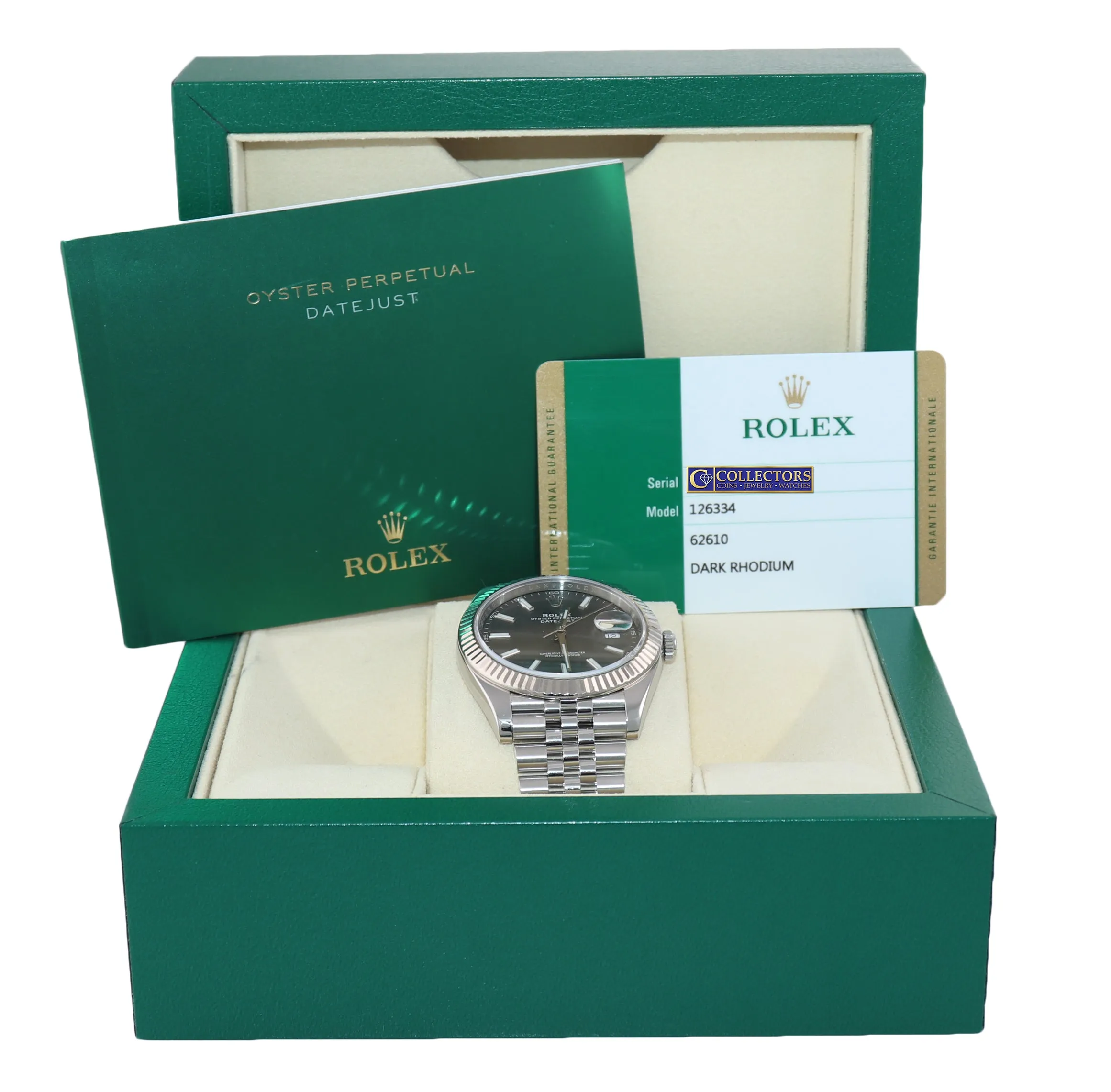 BOX PAPERS Rolex DateJust 41 Dark Rhodium 126334 Steel 18K Gold Jubilee Watch