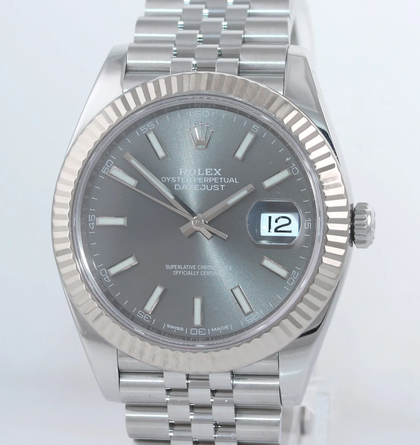 BOX PAPERS Rolex DateJust 41 Dark Rhodium 126334 Steel 18K Gold Jubilee Watch