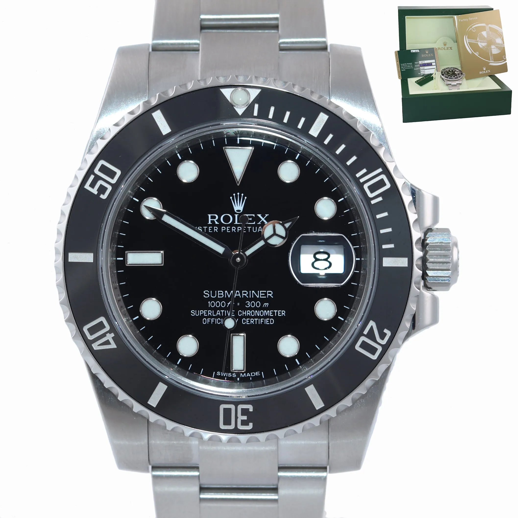 BOX PAPERS Rolex Submariner Date 116610 Steel 40mm Black Ceramic Watch Box