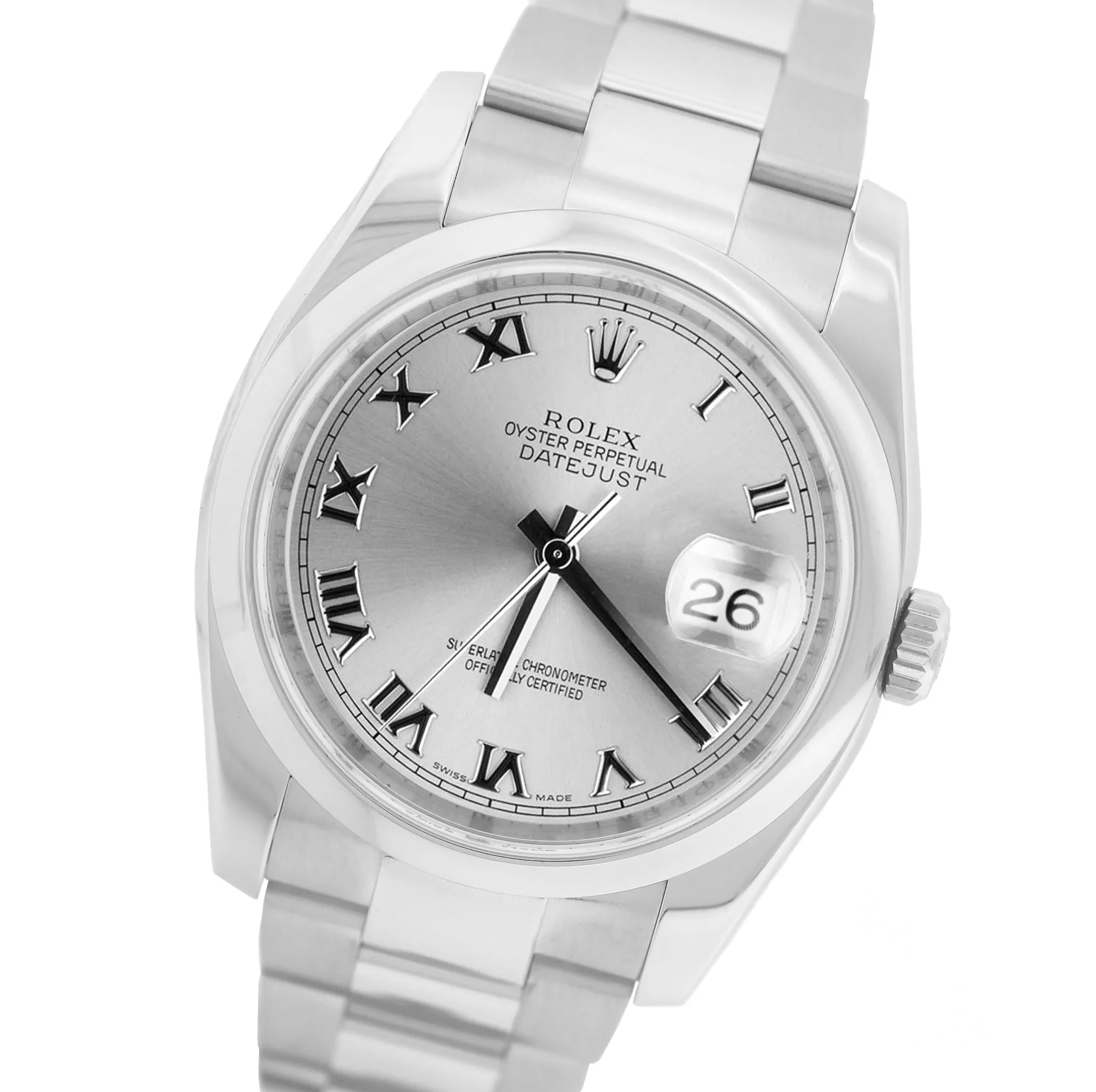 BRAND NEW 2019 Rolex DateJust Rhodium Roman 36mm Stainless Oyster Watch 116200