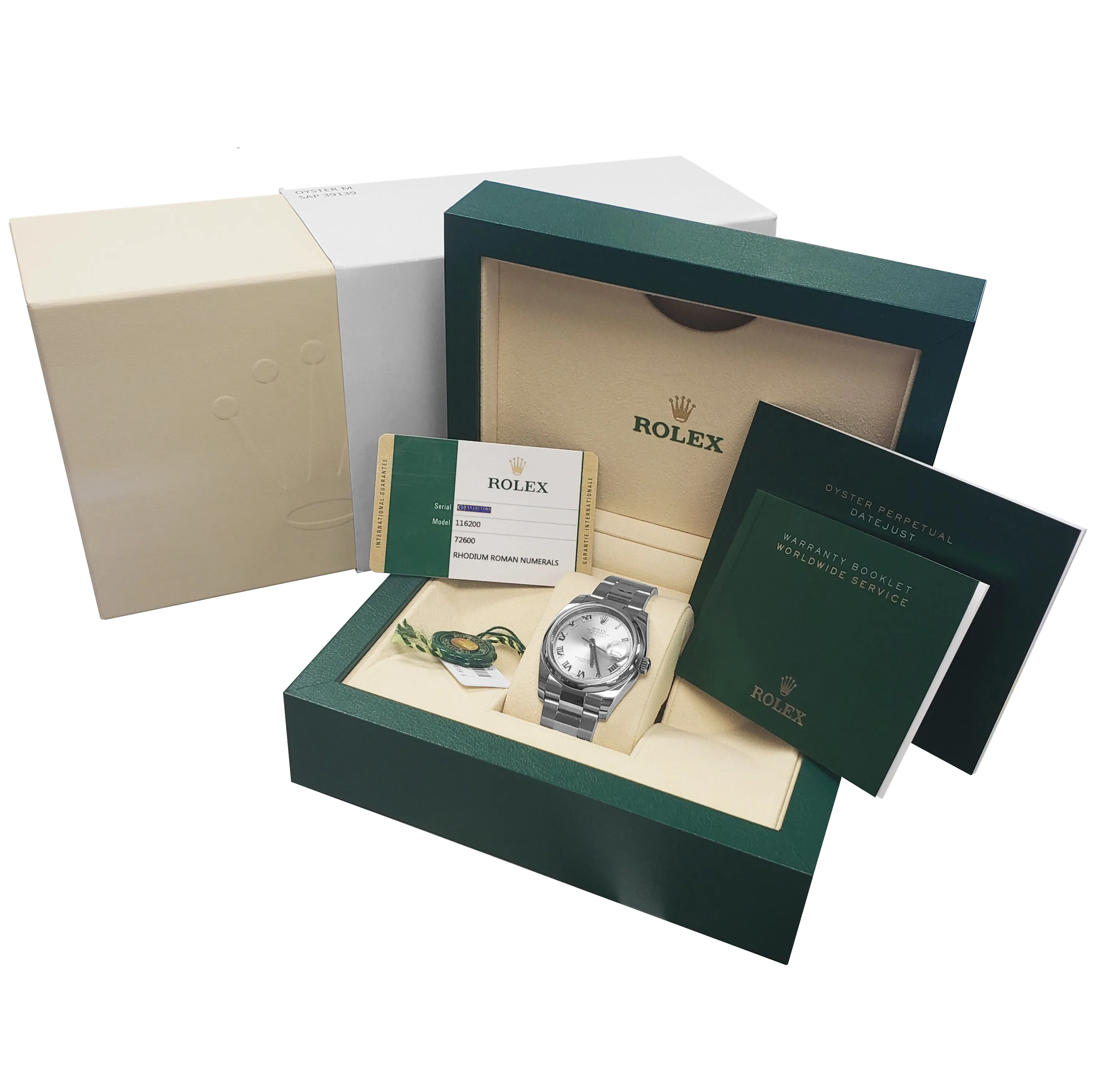BRAND NEW 2019 Rolex DateJust Rhodium Roman 36mm Stainless Oyster Watch 116200