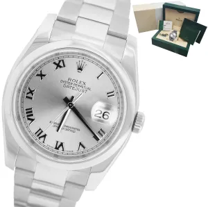 BRAND NEW 2019 Rolex DateJust Rhodium Roman 36mm Stainless Oyster Watch 116200