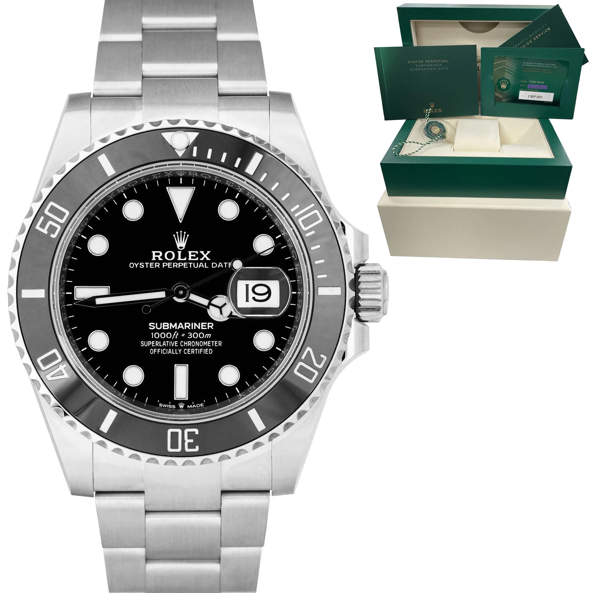BRAND NEW SEPT 2021 Rolex Submariner 41 Date Steel Black Ceramic Watch 126610 LN