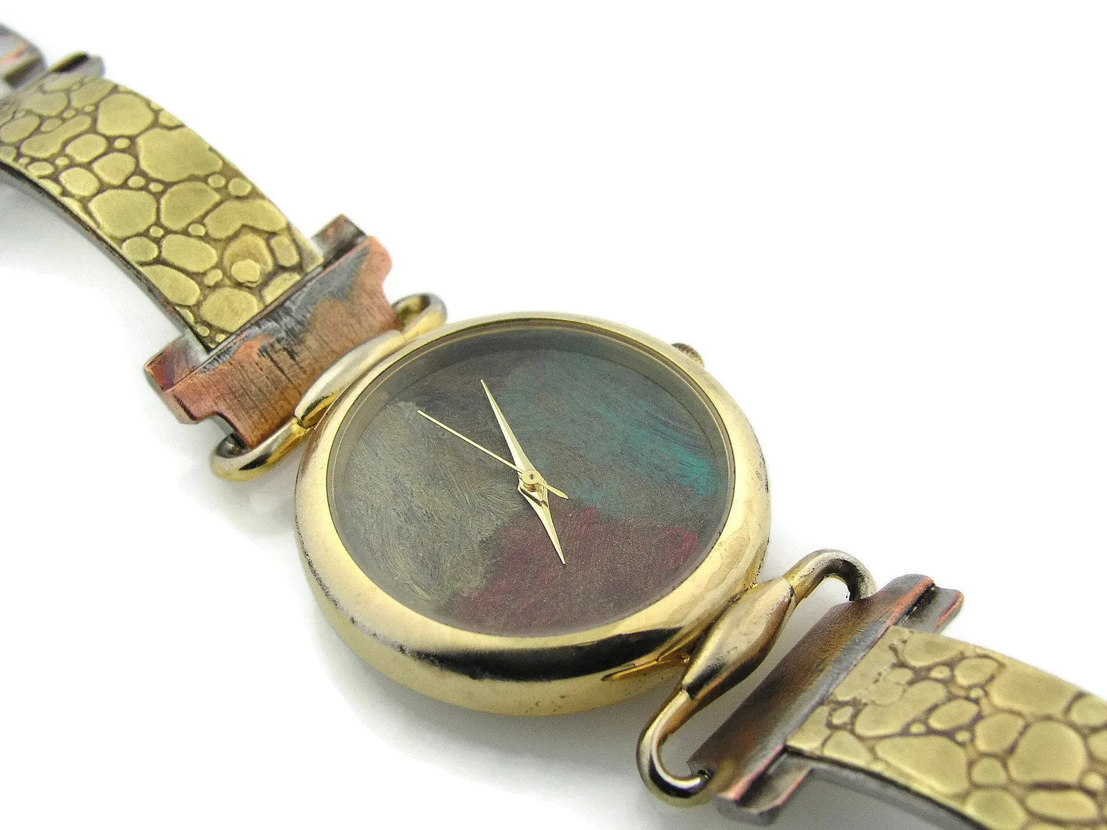 Brass Watch, multicolor Dial