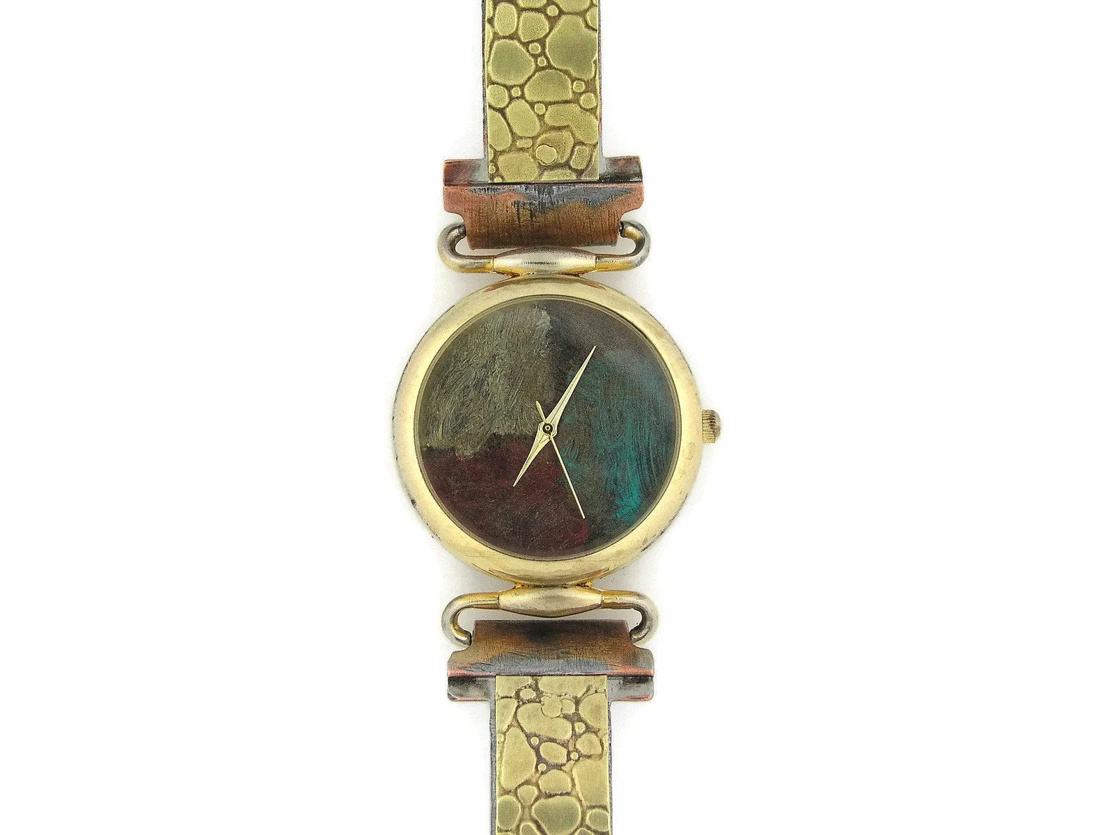 Brass Watch, multicolor Dial