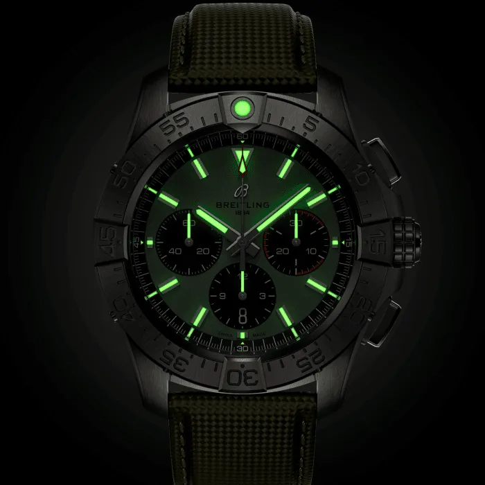 Breitling Avenger B01 Chronograph 44mm Watch with Green Strap