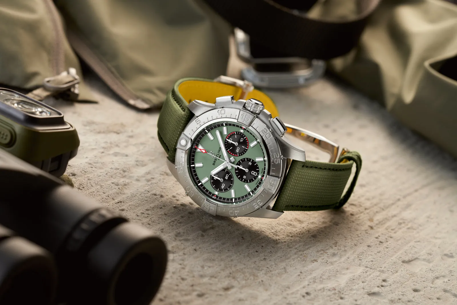 Breitling Avenger B01 Chronograph 44mm Watch with Green Strap