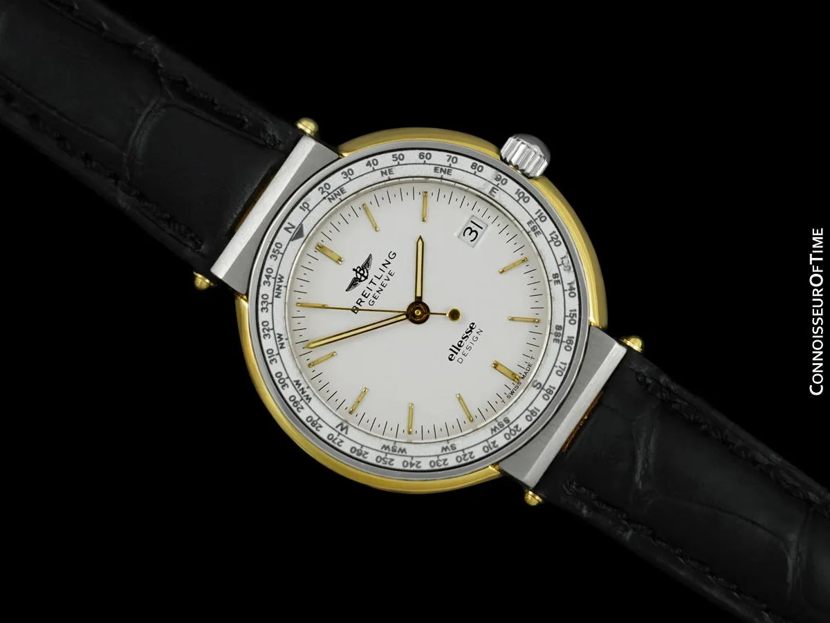 Breitling Ellesse Design Mens Wind Direction Bezel Watch, 82.270 - 18K Gold Plated & Stainless Steel