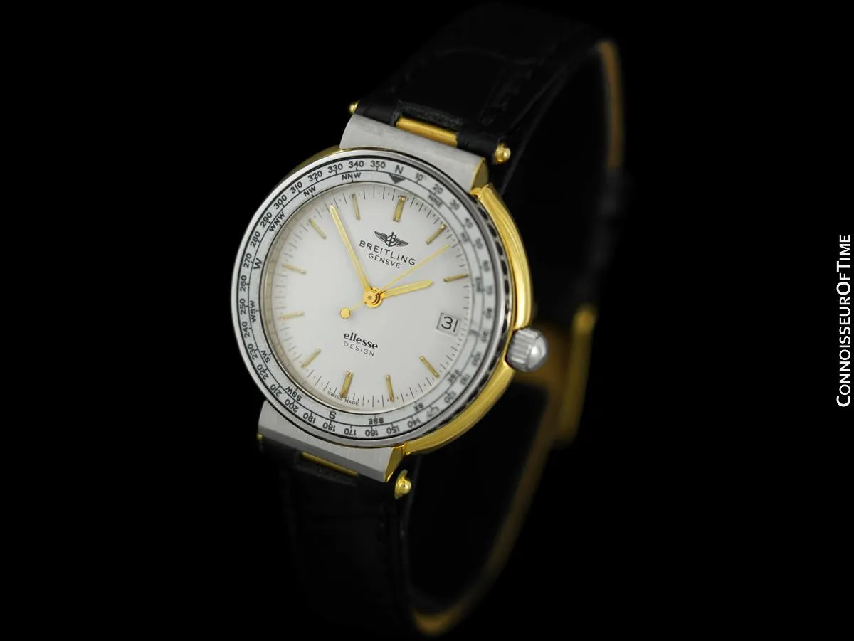 Breitling Ellesse Design Mens Wind Direction Bezel Watch, 82.270 - 18K Gold Plated & Stainless Steel