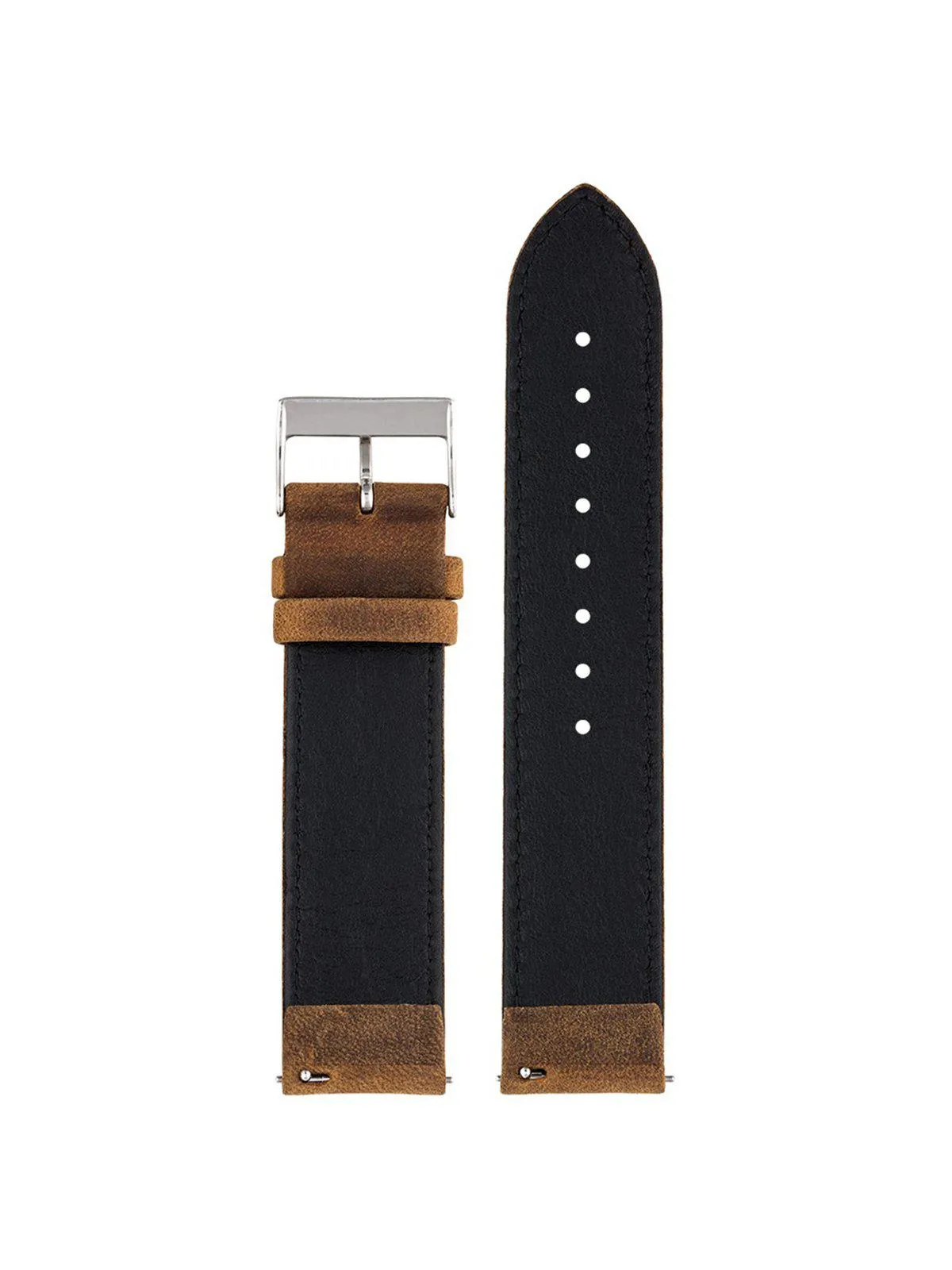 Briston 2-Part Vintage Leather Strap Brown Polished Steel 20mm