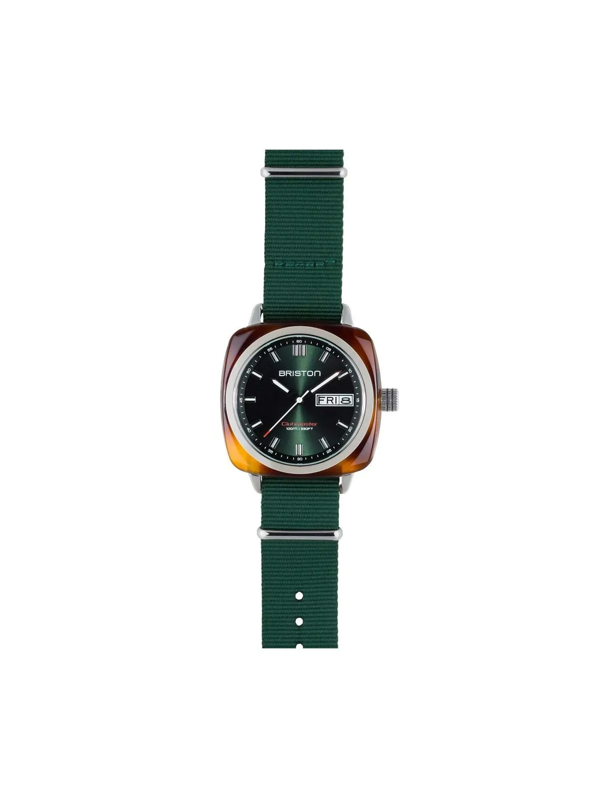 Briston Clubmaster Sport Acetate HMS Tortoise Shell British Green Sunray Dial British Green Nato Strap 42mm