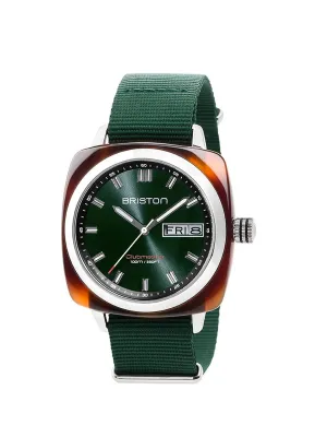 Briston Clubmaster Sport Acetate HMS Tortoise Shell British Green Sunray Dial British Green Nato Strap 42mm