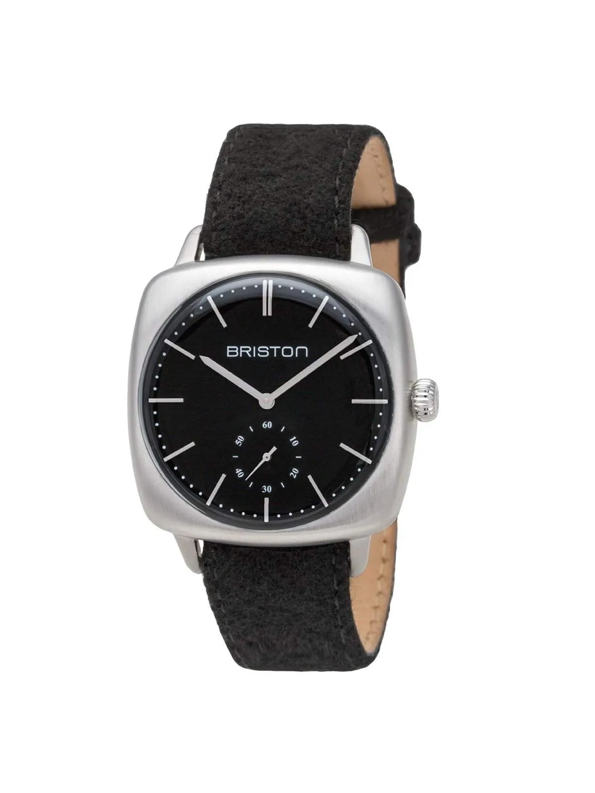 Briston Clubmaster Vintage Brushed Steel Small Second Black Dial 40mm