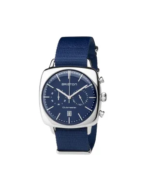 Briston Clubmaster Vintage Steel Chronograph Navy Blue Matt Dial Navy Blue Nato Strap 40mm