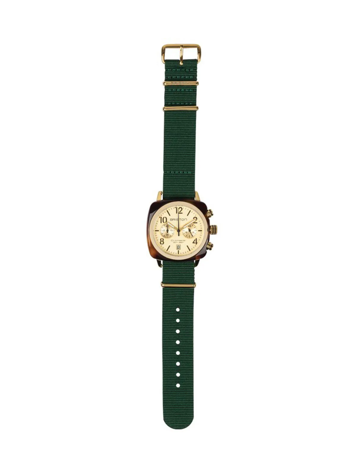 Briston Nato Strap British Green Yellow Gold 20mm