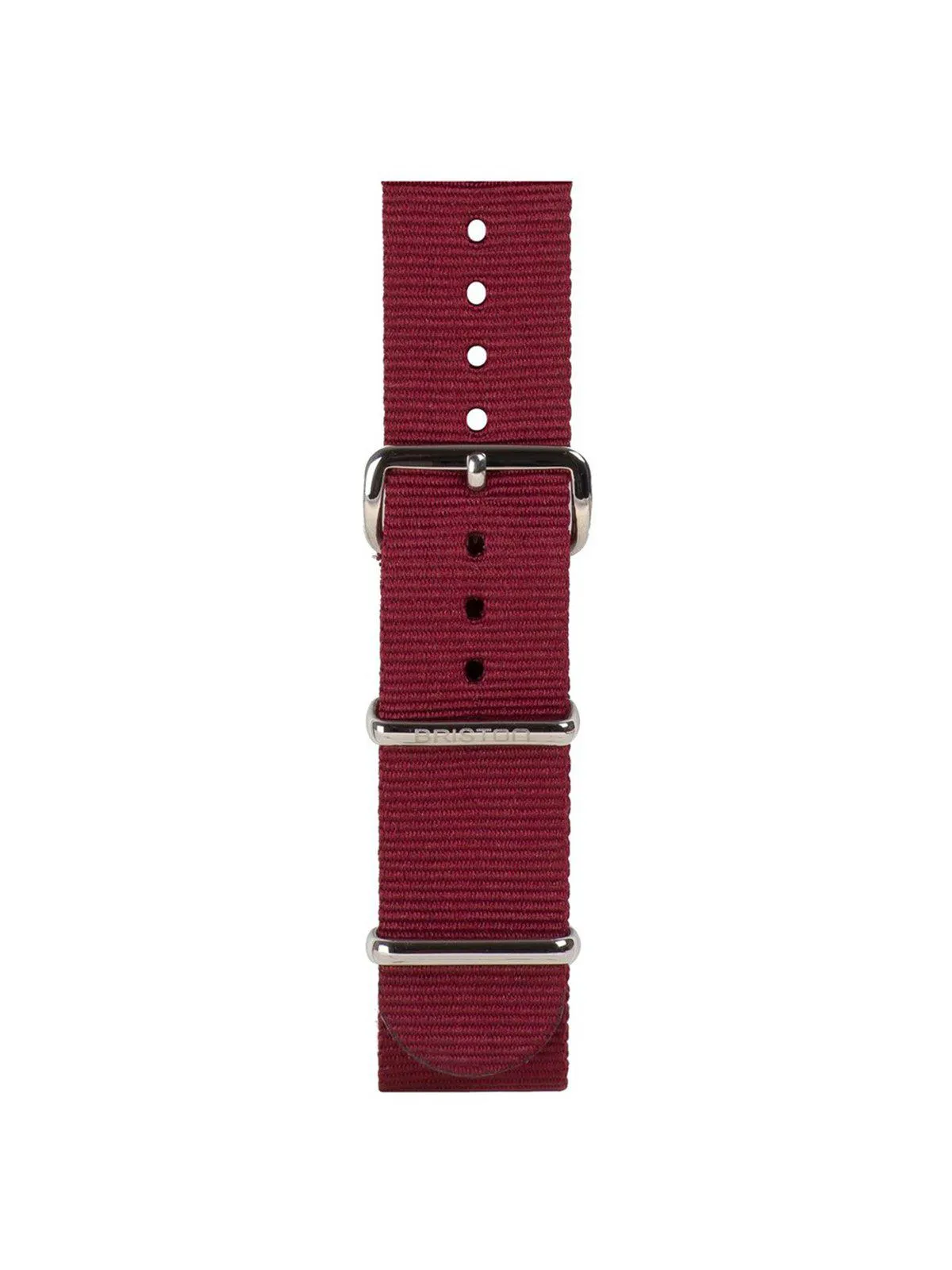 Briston Nato Strap Burgundy Polished Steel 20mm