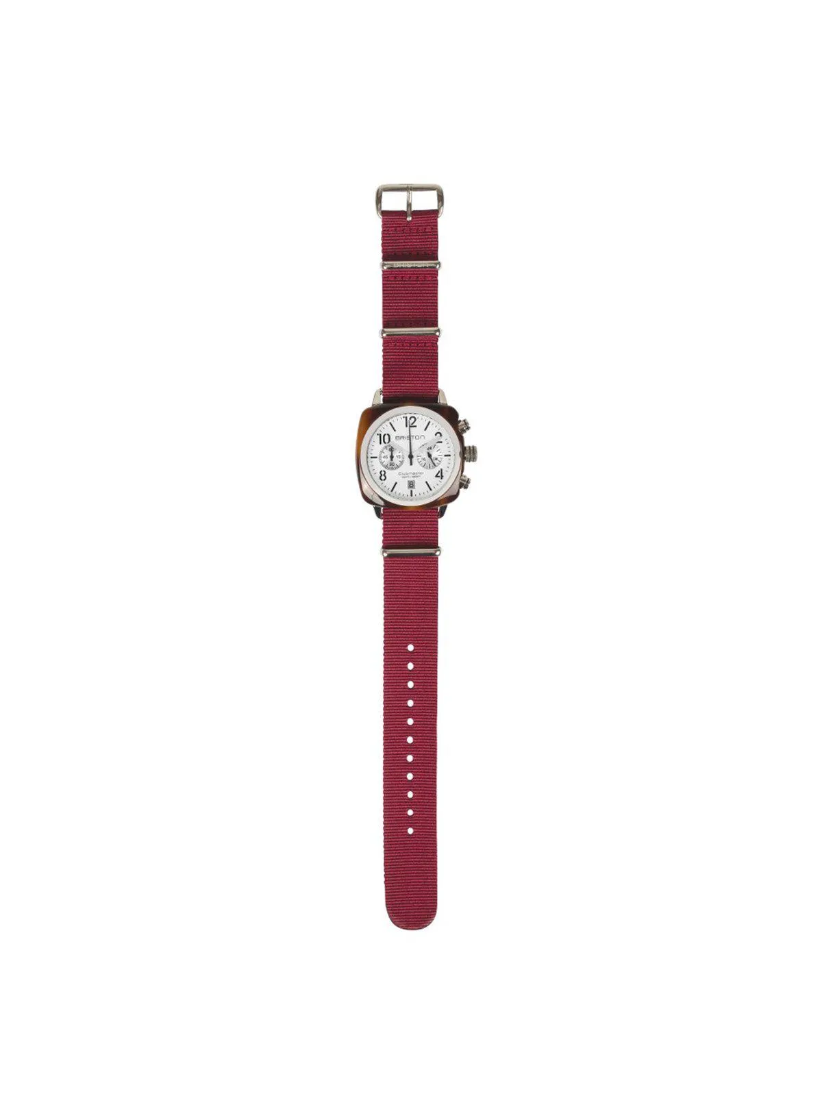 Briston Nato Strap Burgundy Polished Steel 20mm