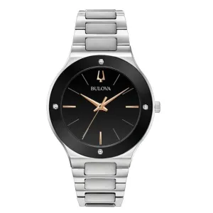 Bulova Millennia Mens Stainless Steel Diamonds and Black Dial Watch