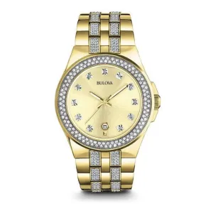 Bulova Phantom Mens Gold Tone Crystal Watch