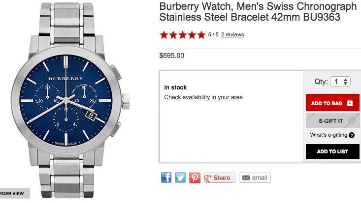Burberry The City Steel Chronograph