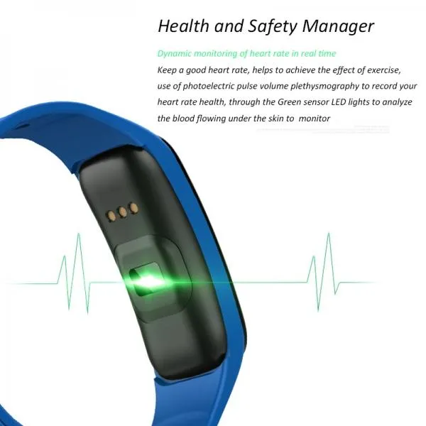 C1 Blood Pressure Oxygen Heart Rate Pedometer Smart Bracelet for Android IOS Blue