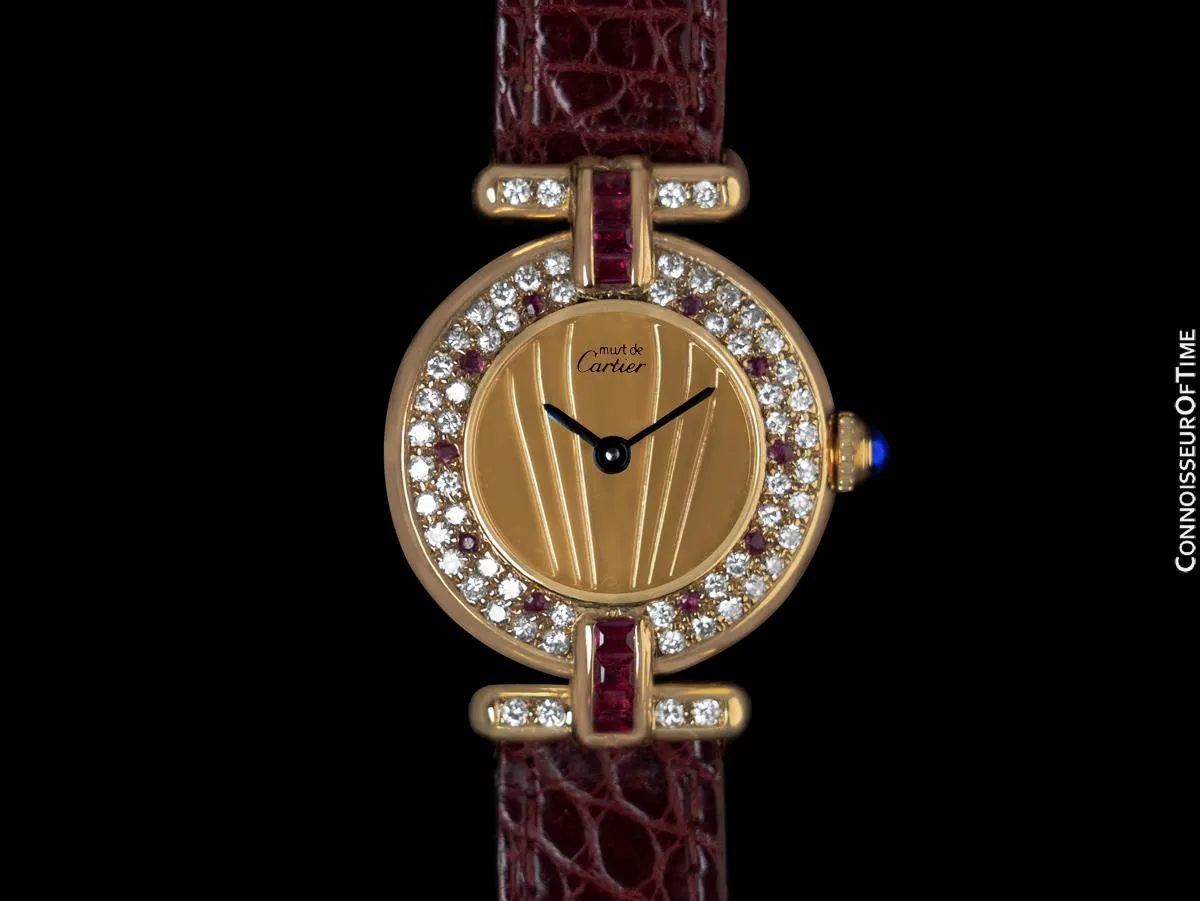 Cartier Colisee Ladies Vendome Vermeil Watch - 18K Gold over Sterling Silver with Diamonds & Rubies