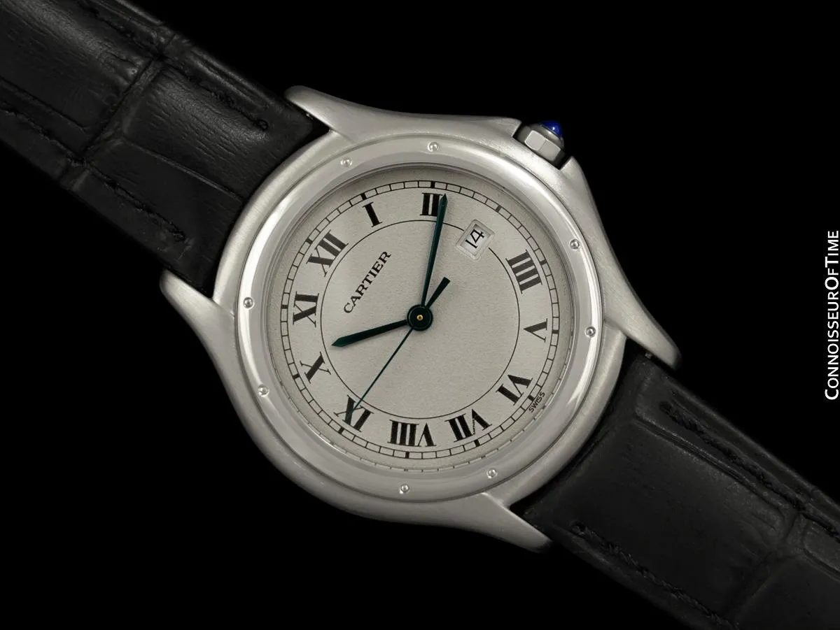 Cartier Cougar Panthere Mens Unisex Quartz Watch with Date - Stainless Steel