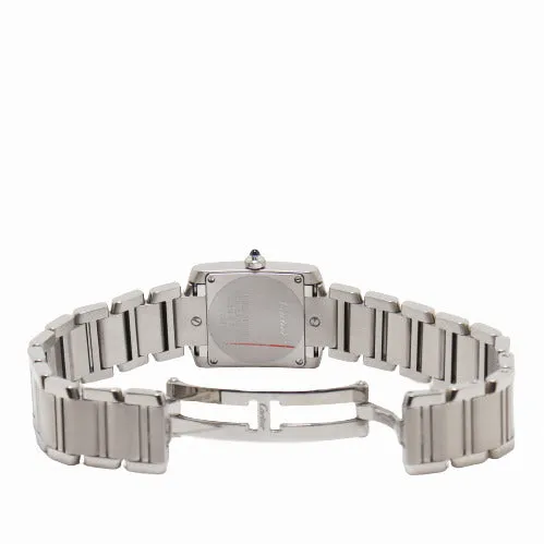 Cartier Ladies Tank Francaise Stainless Steel 25mm x 20mm White Roman Dial Watch Reference# W51008Q3