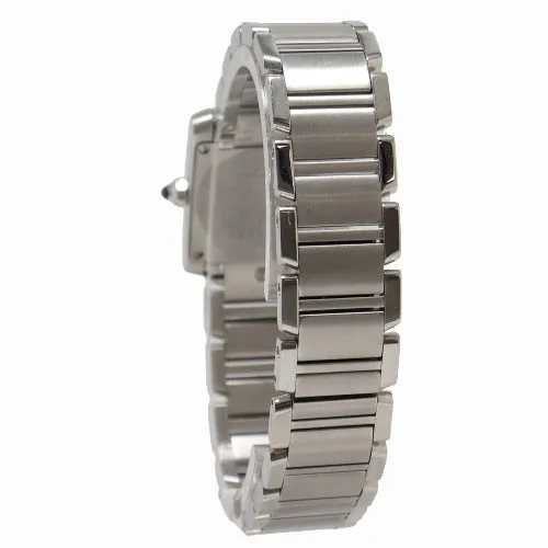 Cartier Ladies Tank Francaise Stainless Steel 25mm x 20mm White Roman Dial Watch Reference# W51008Q3