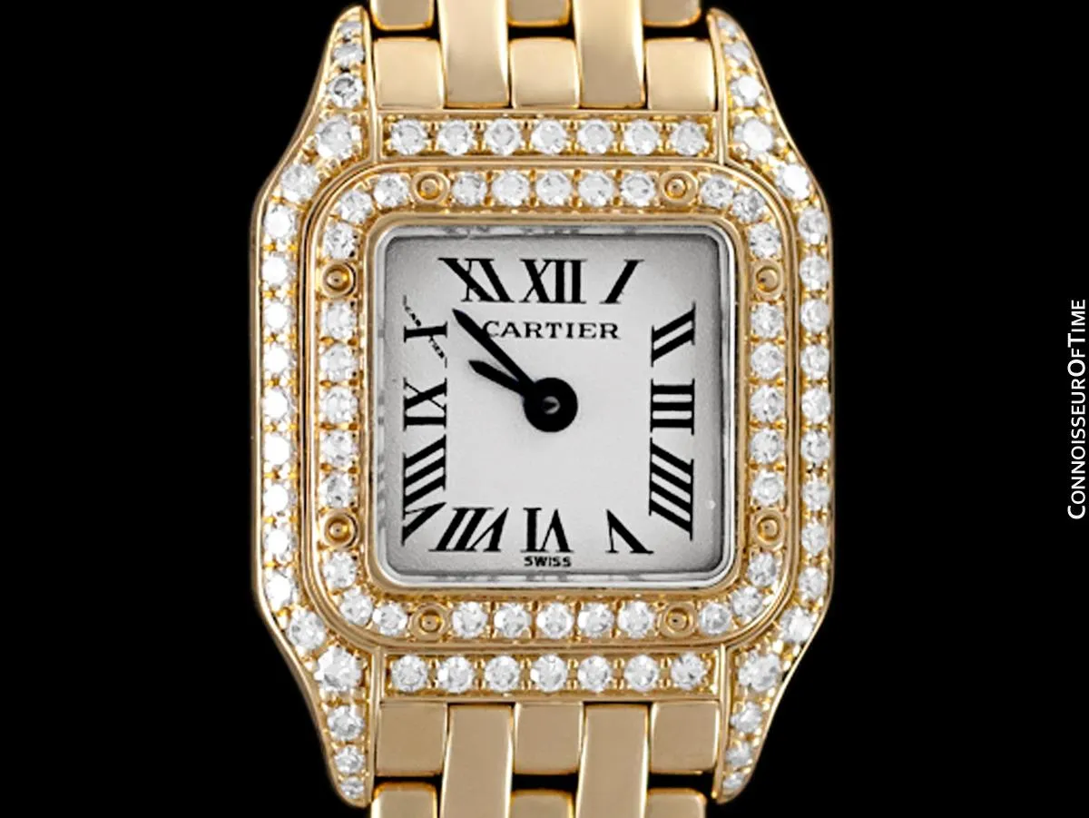 Cartier Panthere Mini (Panther) Special Edition Ladies Watch - 18K Gold & Cartier Factory Set Diamonds